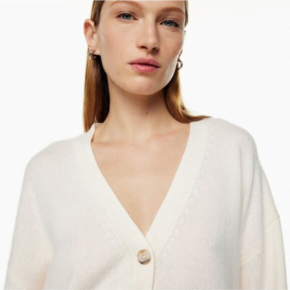 Aritzia Babaton Alftan Luxe Cashmere Cardigan in Birch Ivory 2XS XXS - Picture 2 of 9